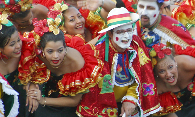 Dance troupe performing during Barranquilla Carnival