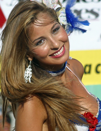 Carnival dancer showing emotion during dance