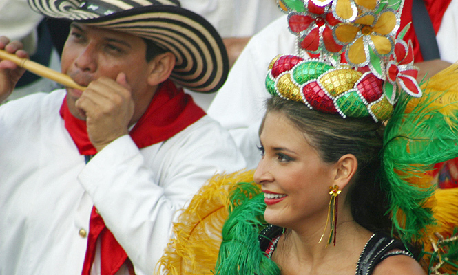 Female singer during carnival parade