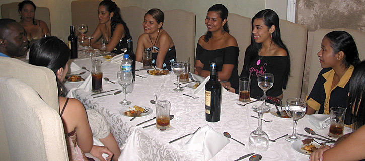 A small group of women meeting one man during a romance tour