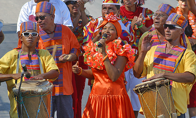 Female singer during carnival parade