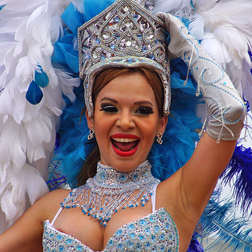 Carnival women dancing and singing during parade