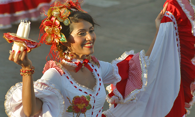 Two Barranquilla women singing during the carnival festival