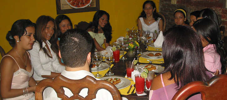 A small group of women meeting one man during a romance tour