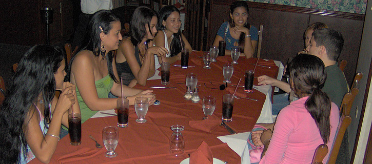 A small group of women meeting one man during a romance tour