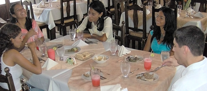 A small group of women meeting one man during a romance tour