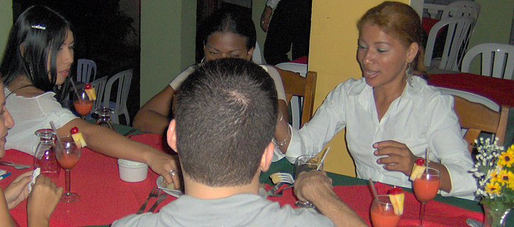 A small group of women meeting one man during a romance tour