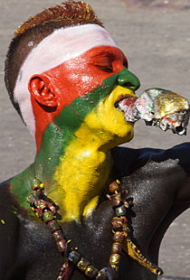 Men wearing black paint and looking ugly