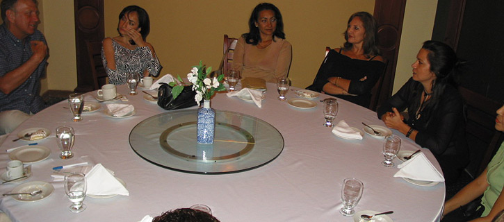 A small group of women meeting one man during a Latin romance tour