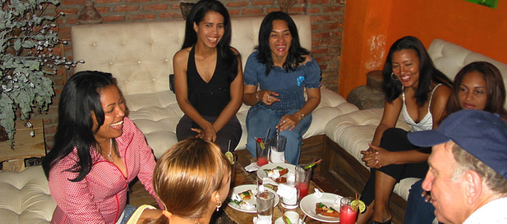 A small group of women meeting one man during a Latin romance tour