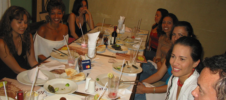 A small group of women meeting one man during a romance tour