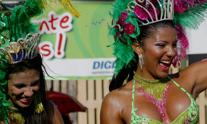 Female singer during carnival parade