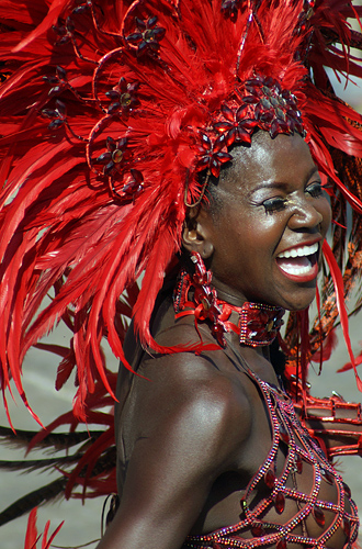 Carnival women dancing and singing during parade