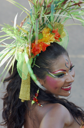 Carnival women dancing and singing during parade