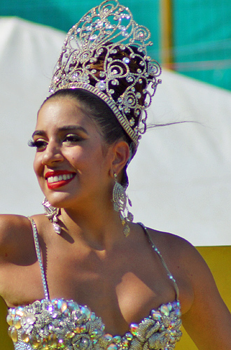 Carnival women dancing and singing during parade