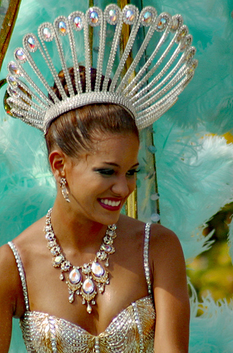 Carnival women dancing and singing during parade