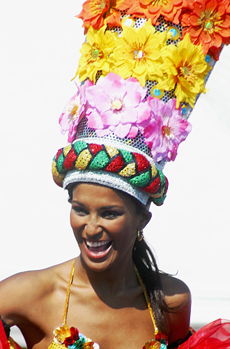 Carnival women dancing and singing during parade