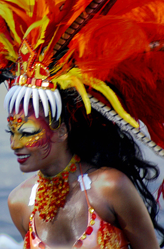 Carnival women dancing and singing during parade