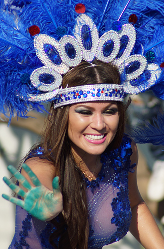 Carnival women dancing and singing during parade