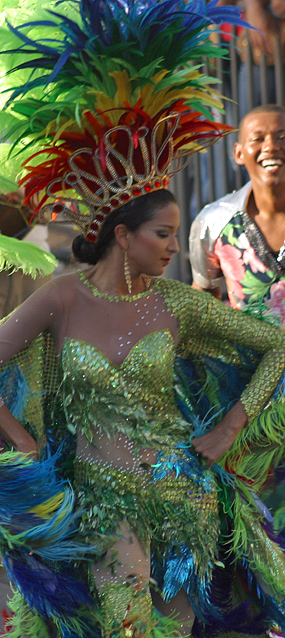 Carnival women dancing and singing during parade