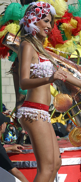 Carnival women dancing and singing during parade
