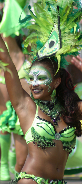 Carnival women dancing and singing during parade