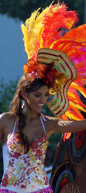 Carnival women dancing and singing during parade