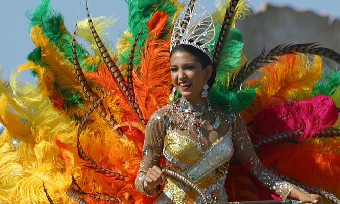 Female singer during carnival parade