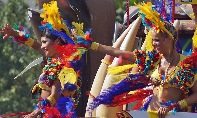 Female singer during carnival parade