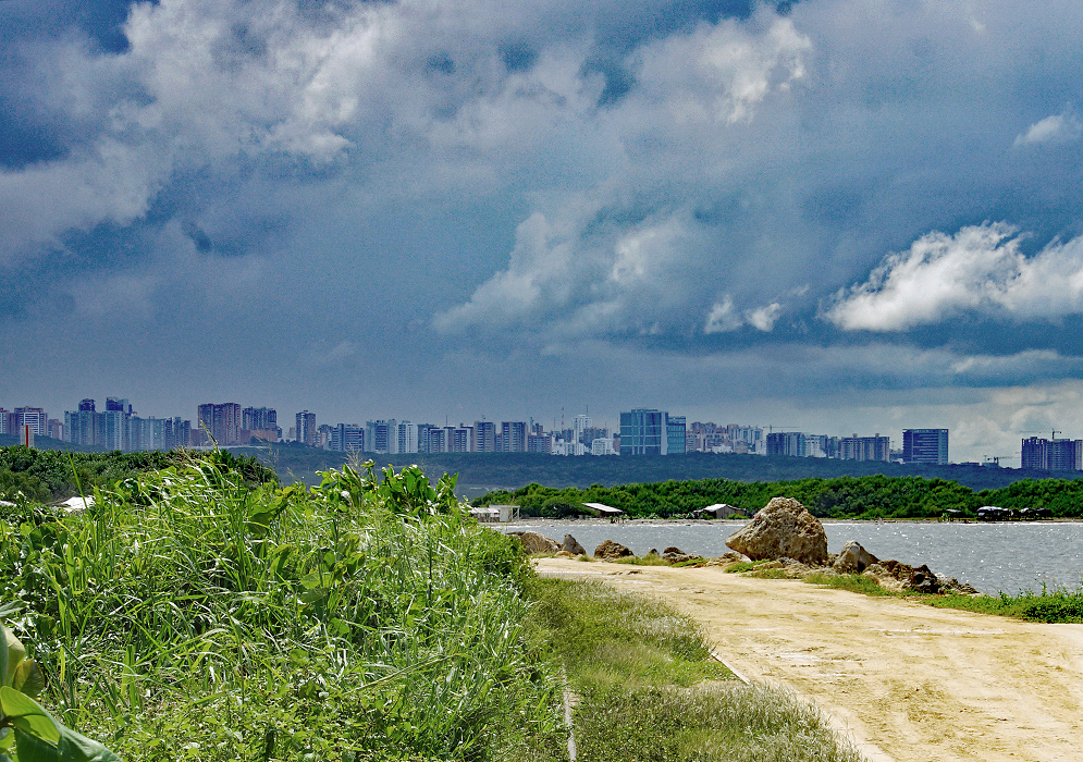 Rain clouds over the city of Barranquilla
