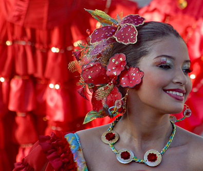 Carnival woman waving to crowd