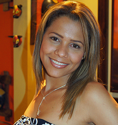 Blond Colombian beauty smiling