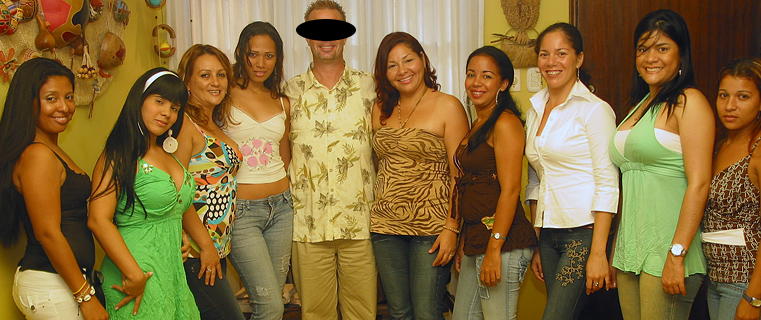 A small group of women meeting one man during a romance tour