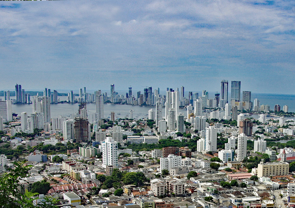 Bocagrande Cartagena A strip of lang towards the sea with high-rises