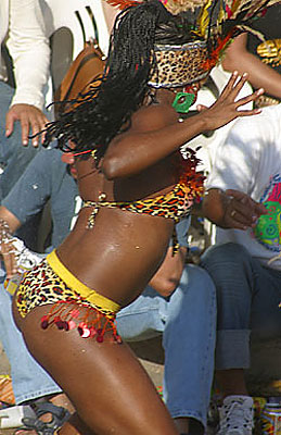 Colombian woman shaking to the rhythm of Carnival