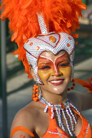 Carnival woman dressed in blue