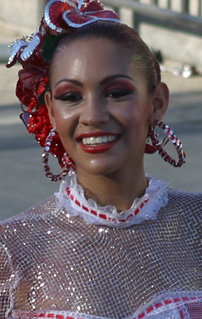 Blond Colombian Woman with large smile