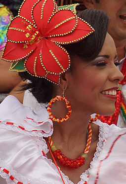 Colombian woman enjoying the Barranquilla carnival