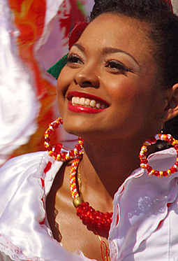 Colombian woman enjoying the Barranquilla carnival