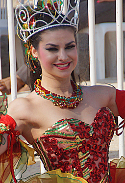 Colombian woman enjoying the Barranquilla carnival