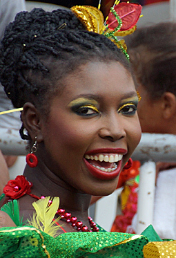 Colombian woman enjoying the Barranquilla carnival