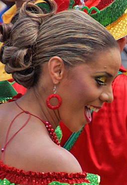 Colombian woman enjoying the Barranquilla carnival