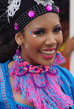 Colombian woman enjoying the Barranquilla carnival