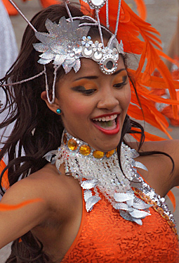 Colombian woman enjoying the Barranquilla carnival