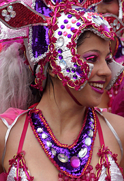 Colombian woman enjoying the Barranquilla carnival