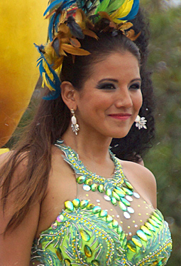 Colombian woman enjoying the Barranquilla carnival