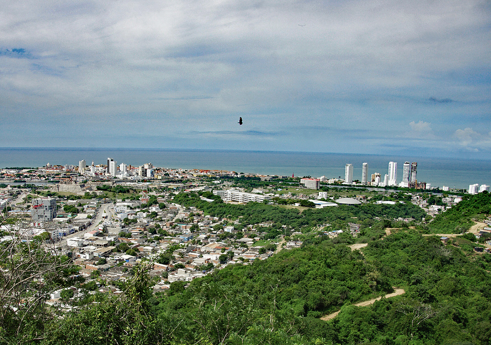 A vista of the north-east section of Cartagena and the ocean