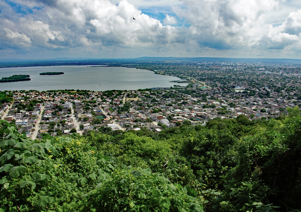 A vista of the south section of Cartagena and the bay