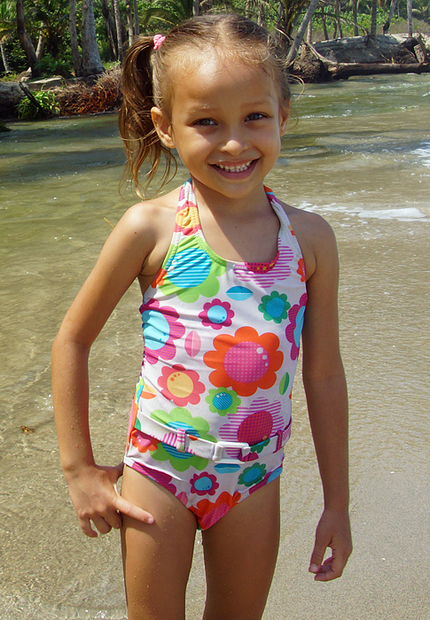 Swim time by the river for a young girl