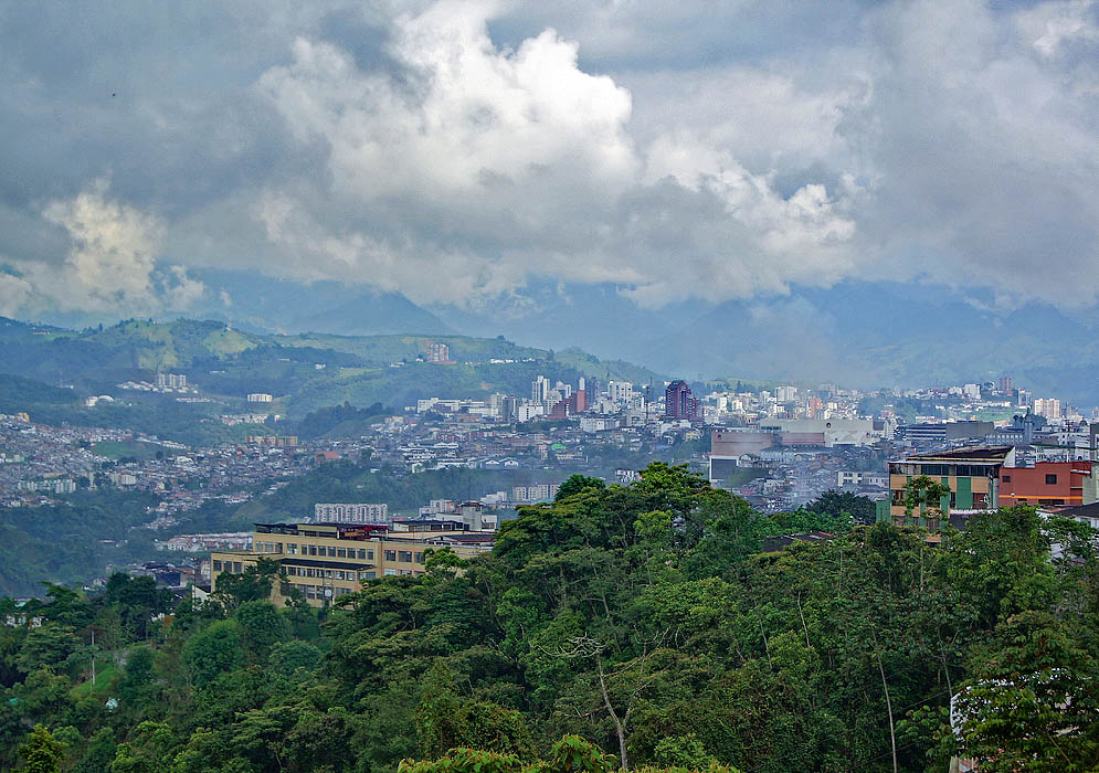 Central Manizales with mountains in the background